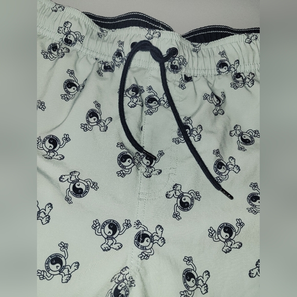 RVCA Men's Swim Shorts - Light Gray with Black Print - Picture 3 of 8